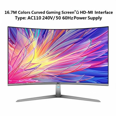 16.7M रंग वक्र गेमिंग स्क्रीन जिसमें HD-MI इंटरफ़ेस प्रकार और AC110 240V/50 60Hz बिजली आपूर्ति है